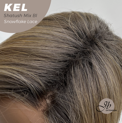 JBEXTENSION 22 Inches Shatush Mix Blonde Pre-Cut Snowflake Lace Frontlace Glueless Wig KEL SHATUSH MIX BLONDE【PERMATEASE】【BENDY EAR TABS】- M/L