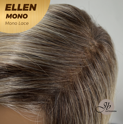 JBEXTENSION ELLEN MONO Full Monofilament Handmade Full Lace Full Hand Tied Wig 12 Inches Blonde Mono Lace Handmade Futura Fiber Wig Glueless Wig ELLEN MONO【BENDY EAR TABS】