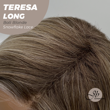JBEXTENSION 22 Inches Long Bali Blonde Pre-Cut Snowflake Lace Frontlace Glueless Wig TERESA LONG BALI BLONDE【PERMATEASE】【BENDY EAR TABS】- S/M