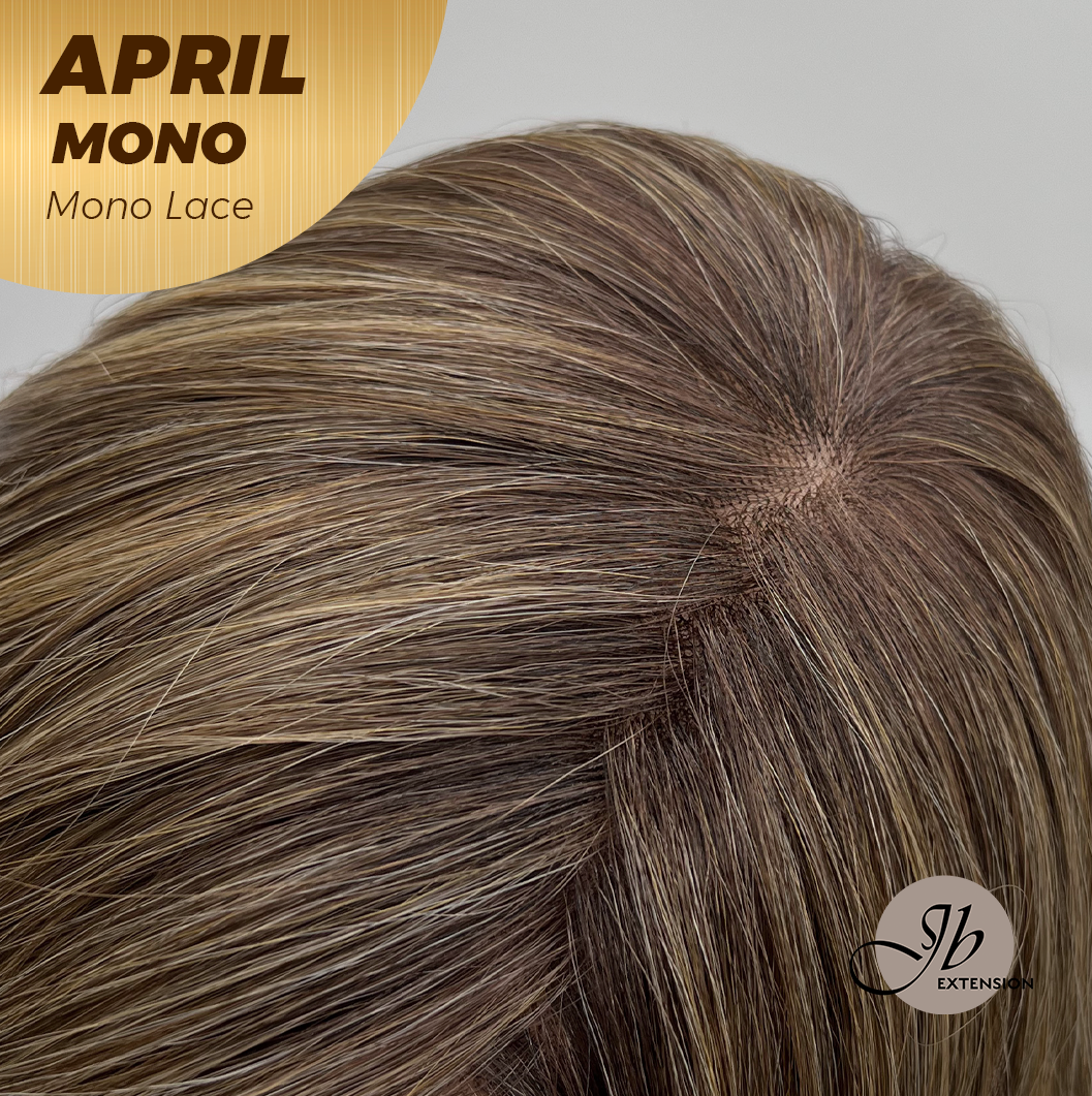 JBEXTENSION APRIL MONO Monofilament Handmade Wig 6X5 Full Monofilament Hand Tied Top Wig 18 Inches Hazelnut Mono Lace Wig With Anti-slip Silicone Strips Glueless Wig APRIL MONO HAZELNUT【BENDY EAR TABS】