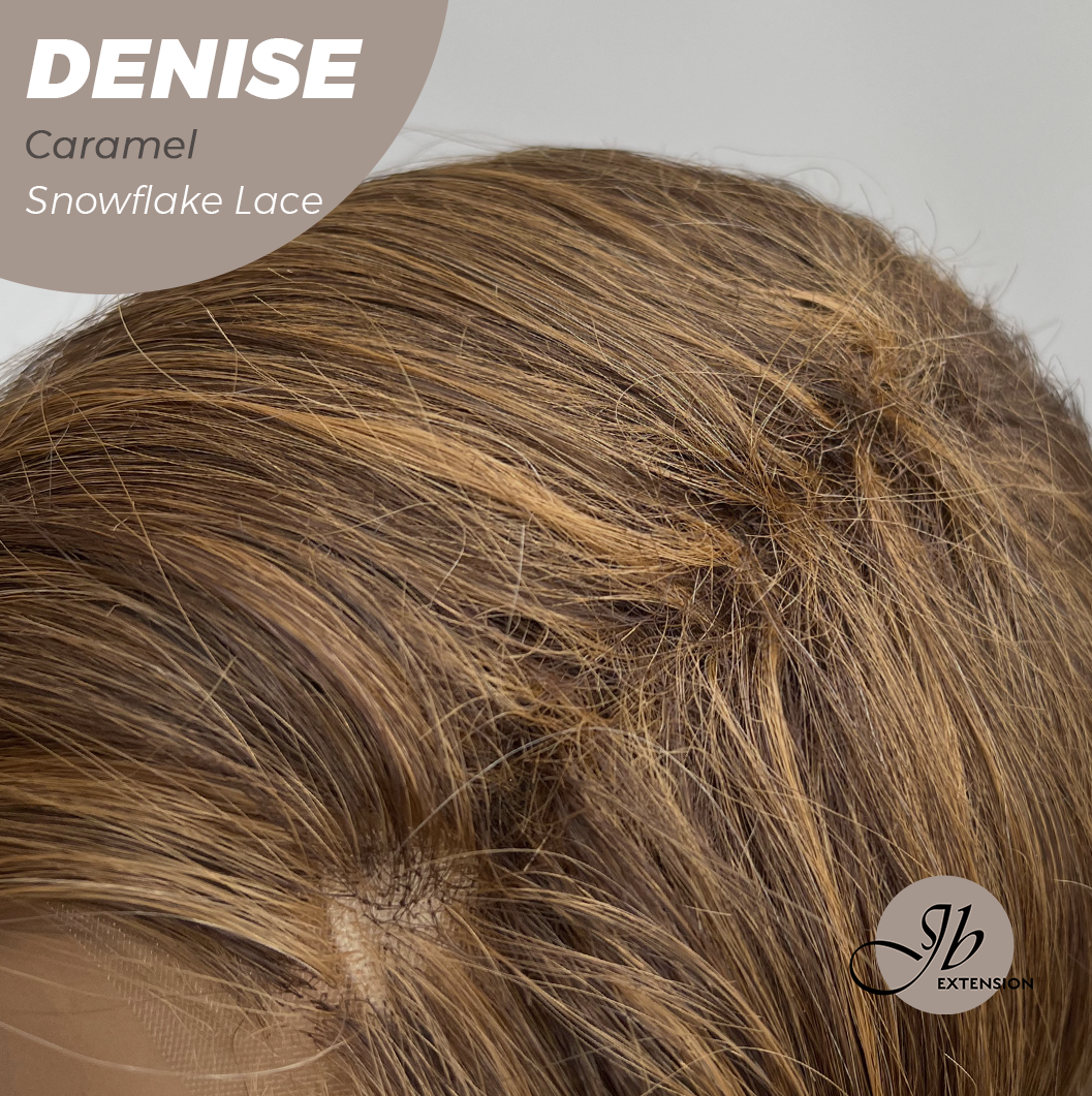 JBEXTENSION 24 Inches Caramel Wave Pre-Cut Snowflake Lace Frontlace Glueless Wig DENISE CARAMEL【PERMATEASE】【BENDY EAR TABS】- M/L