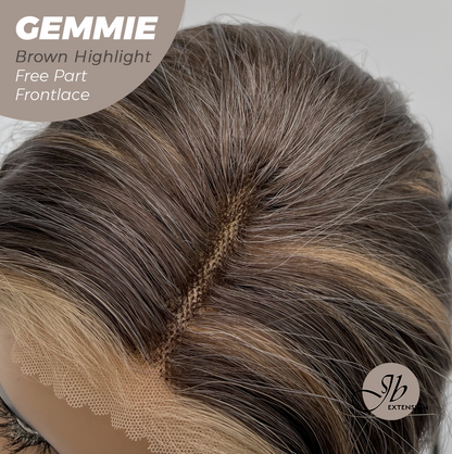 [FINAL SALE] JBEXTENSION 20 Inches Brown Highlight Pre-Cut Free Part Frontlace Glueless Wig GEMMIE BROWN HIGHLIGHT