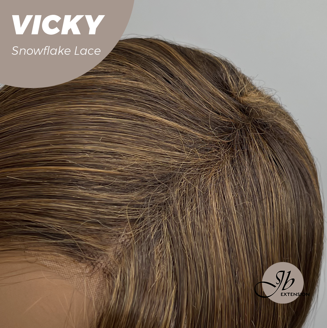 [FINAL SALE] JBEXTENSION 20 Inches Caramel Pre-Cut Snowflake Lace Frontlace Glueless Wig VICKY【PERMATEASE】【BENDY EAR TABS】- M/L