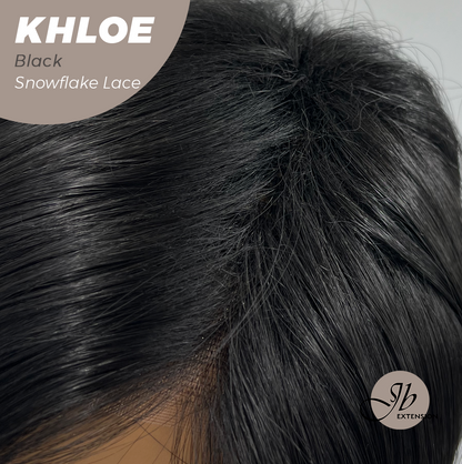 JBEXTENSION 12 Inches Bob Cut Black Pre-Cut Snowflake Lace Frontlace Glueless Wig KHLOE BLACK【PERMATEASE】【BENDY EAR TABS】- M/L