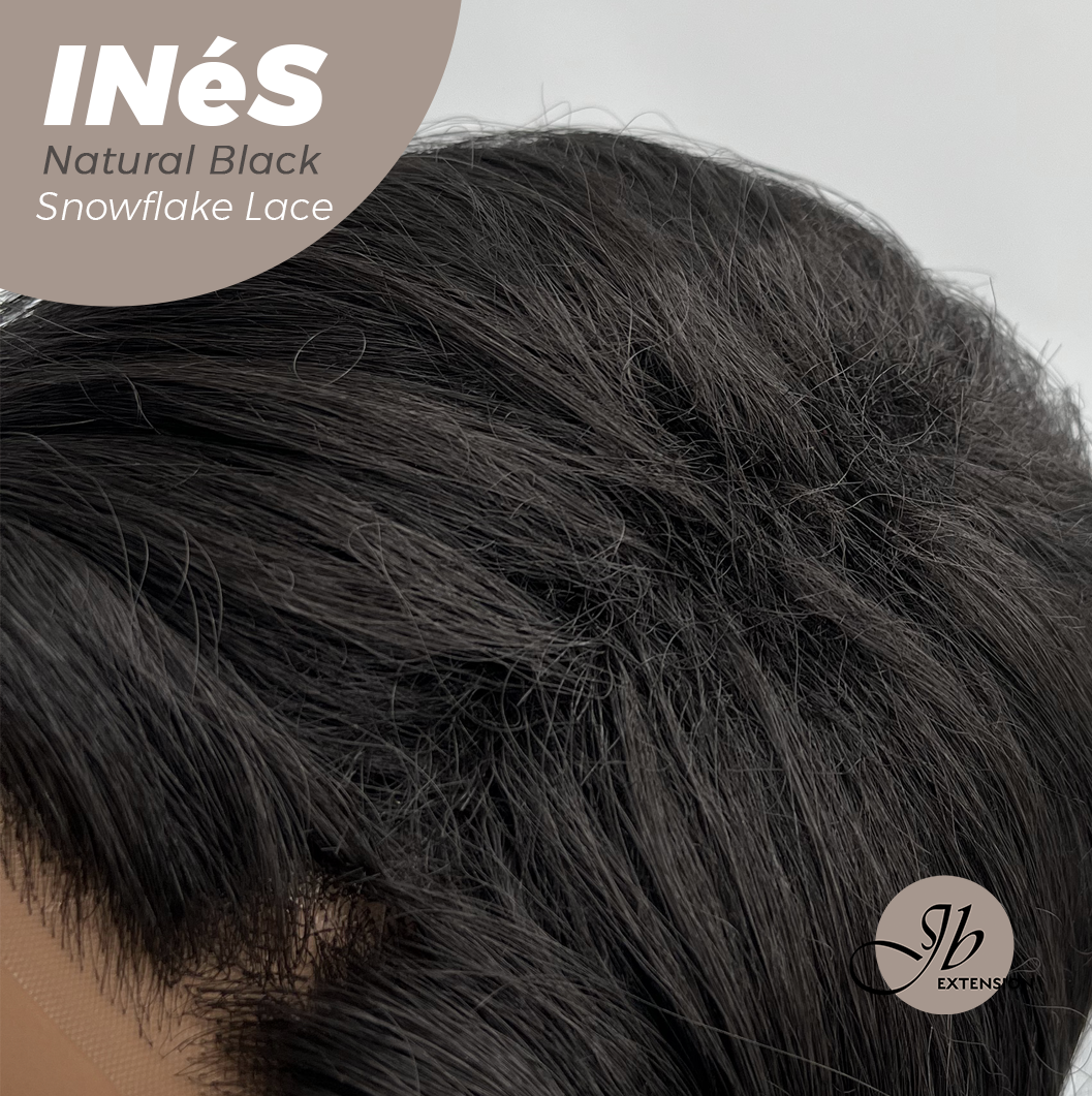 JBEXTENSION 22 Inches Natural Black Pre-Cut Snowflake Lace Frontlace Glueless Wig INéS NATURAL BLACK【PERMATEASE】【BENDY EAR TABS】- M/L