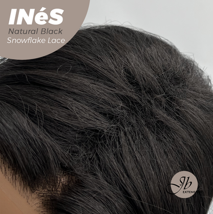 JBEXTENSION 22 Inches Natural Black Pre-Cut Snowflake Lace Frontlace Glueless Wig INéS NATURAL BLACK【PERMATEASE】【BENDY EAR TABS】- M/L