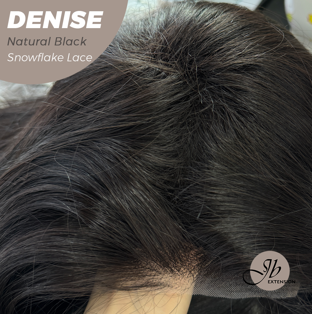 [FINAL SALE] JBEXTENSION 24 Inches Natural Black Wave Pre-Cut Snowflake Lace Frontlace Glueless Wig DENISE NATURAL BLACK【PERMATEASE】【BENDY EAR TABS】- S/M