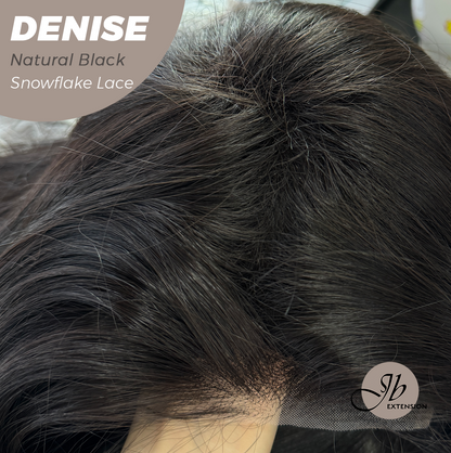 [FINAL SALE] JBEXTENSION 24 Inches Natural Black Wave Pre-Cut Snowflake Lace Frontlace Glueless Wig DENISE NATURAL BLACK【PERMATEASE】【BENDY EAR TABS】- S/M