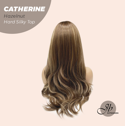 HOT OF SEASON - 25 Inches Scalpiana Hazelnut 3.5X4 Hard Silky Top Natural Scalp Effect Wig With Bangs CATHERINE HAZELNUT