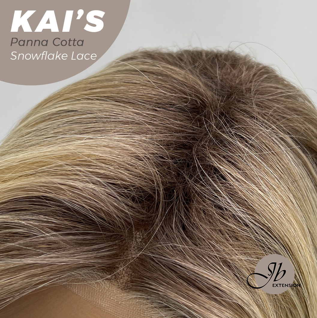 JBEXTENSION 18 Inches Panna Cotta Pre-Cut Snowflake Lace Frontlace Glueless Wig KAI'S PANNA COTTA【PERMATEASE】【BENDY EAR TABS】- M/L