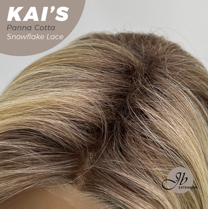 JBEXTENSION 18 Inches Panna Cotta Pre-Cut Snowflake Lace Frontlace Glueless Wig KAI'S PANNA COTTA【PERMATEASE】【BENDY EAR TABS】- M/L