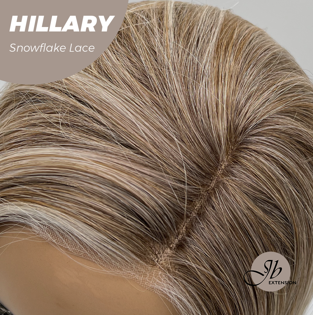 [FINAL SALE] JBEXTENSION 16 Inches Blonde Straight Pre-Cut Side Part Snowflake Lace Frontlace Glueless Wig HILLARY SNOWFLAKE【BENDY EAR TABS】- M/L