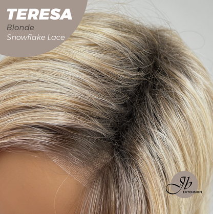 JBEXTENSION 18 Inches Mix Blonde Pre-Cut Snowflake Lace Frontlace Glueless Wig TERESA BLONDE【PERMATEASE】【BENDY EAR TABS】- M/L