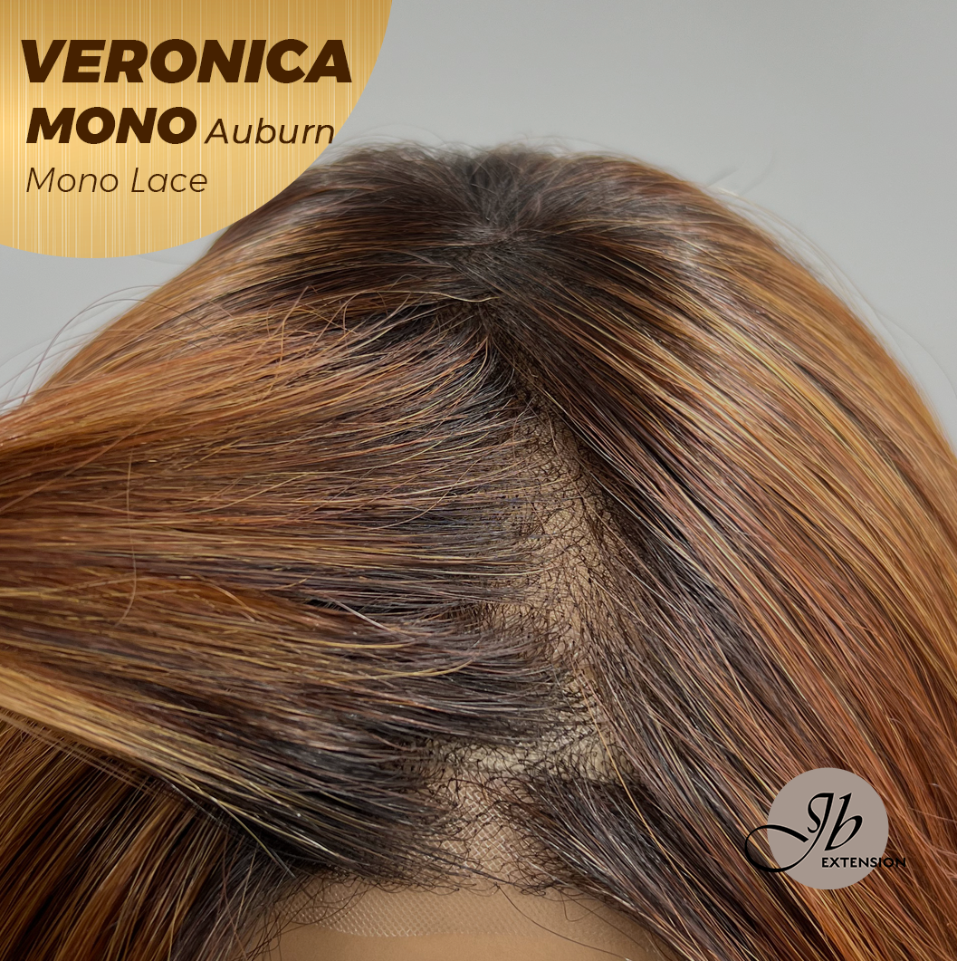Nichole's Selection - VERONICA MONO Monofilament Handmade Wig 6X5 Full Monofilament Hand Tied Top Wig 12 Inches Auburn Wave Mono Lace Wig With Anti-slip Silicone Strips Glueless Wig VERONICA MONO AUBURN【BENDY EAR TABS】