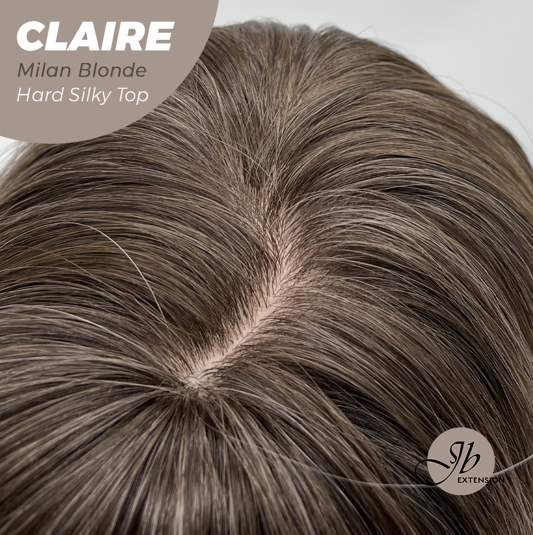 JBEXTENSION 22 Inches Scalpiana Milan Blonde 3.5X4 Hard Silky Top Natural Scalp Effect Women Wig with Bangs CLAIRE SILKY TOP - MILAN BLONDE