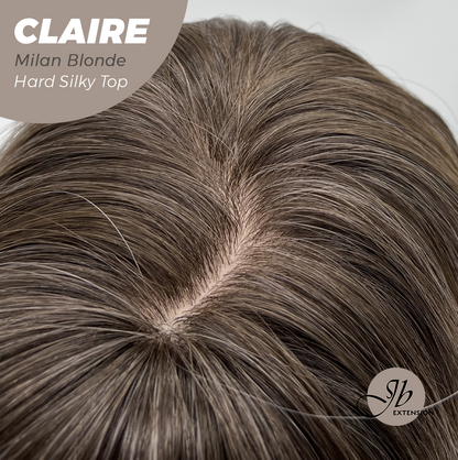 JBEXTENSION 22 Inches Scalpiana Milan Blonde 3.5X4 Hard Silky Top Natural Scalp Effect Women Wig with Bangs CLAIRE SILKY TOP - MILAN BLONDE
