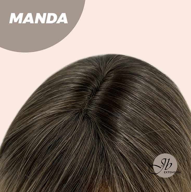 Get the Influencer Look with JBEXTENSION 26 Inches Mix Blonde With Dark Root Body Wave With Bangs MANDA