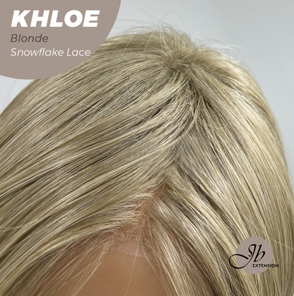 JBEXTENSION 12 Inches Bob Cut Blonde Pre-Cut Snowflake Lace Frontlace Glueless Wig KHLOE BLONDE【PERMATEASE】【BENDY EAR TABS】- M/L