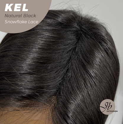 JBEXTENSION 22 Inches Natural Black Pre-Cut Snowflake Lace Frontlace Glueless Wig KEL NATURAL BLACK【PERMATEASE】【BENDY EAR TABS】- M/L