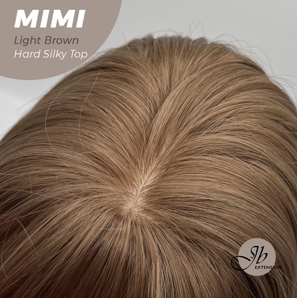 HOT OF SEASON - 16 Inches Scalpiana 3.5X4 Hard Silky Top Natural Scalp Effect Light Brown Body Wave Wig with Bangs Wig MIMI SILK TOP - LIGHT BROWN