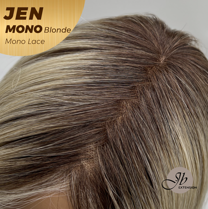 JBEXTENSION JEN MONO Monofilament Handmade Wig 6X5 Full Monofilament Hand Tied Top Wig 18 Inches Blonde Mono Lace Wig With Anti-slip Silicone Strips Glueless Wig JEN MONO BLONDE【BENDY EAR TABS】