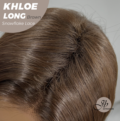 JBEXTENSION 18 Inches Brown Pre-Cut Snowflake Lace Frontlace Glueless Wig KHLOE LONG BROWN【PERMATEASE】【BENDY EAR TABS】- M/L