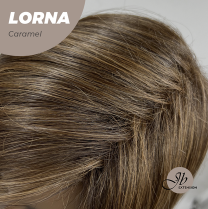 [FINAL SALE] HOT OF SEASON -18 Inches Caramel Curly Women Fashion Full Machine Wig With Bangs LORNA CARAMEL【PLUS PERMATEASE】【BENDY EAR TABS】