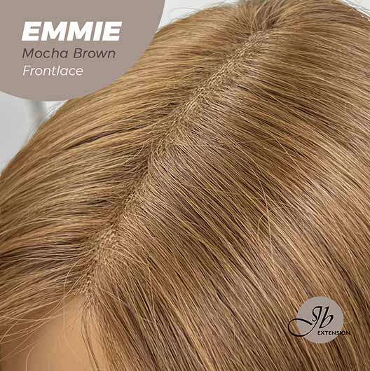 JBEXTENSION 26 Inches Curly Women Mocha Brown Wig Pre-Cut Frontlace Glueless Wig EMMIE MOCHA BROWN