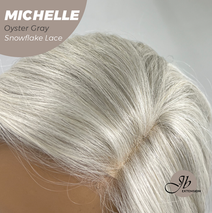JBEXTENSION 10 Inches Oyster Gray Pre-Cut Side Part Snowflake Lace Frontlace Glueless Wig MICHELLE OYSTER GRAY【BENDY EAR TABS】