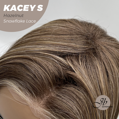 JBEXTENSION 20 Inches Hazelnut Pre-Cut Snowflake Lace Frontlace Glueless Wig KACEY S HAZELNUT【PERMATEASE】【BENDY EAR TABS】- M/L