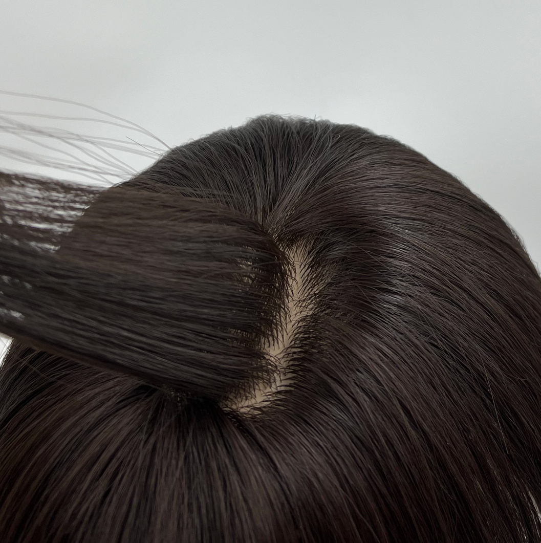 JBEXTENSION 16 Inches Scalpiana Hard Silky Topper Clip in Synthetic Fiber Wave Topper Hair Piece Hair with Bangs for Women Clip in Top Crown Hair Clip on Toupee Hairpiece for Slight Hair Loss/Thinning Hair