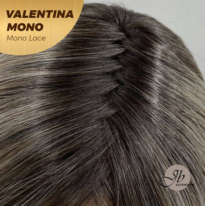 [FINAL SALE] JBEXTENSION VALENTINA MONO Monofilament Handmade Wig 6X5 Full Monofilament Hand Tied Top Wig 12 Inches Ombre Brown Full Mono Lace Wig With Anti-slip Silicone Strips Glueless Wig VALENTINA MONO【BENDY EAR TABS】