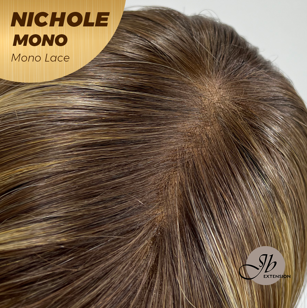 JBEXTENSION NICHOLE MONO Monofilament Handmade Wig 6X5 Full Monofilament Hand Tied Top Wig 23 Inches Hazelnut Mono Lace Wig With Anti-slip Silicone Strips Glueless Wig NICHOLE MONO【BENDY EAR TABS】