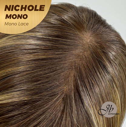 JBEXTENSION NICHOLE MONO Monofilament Handmade Wig 6X5 Full Monofilament Hand Tied Top Wig 23 Inches Hazelnut Mono Lace Wig With Anti-slip Silicone Strips Glueless Wig NICHOLE MONO【BENDY EAR TABS】