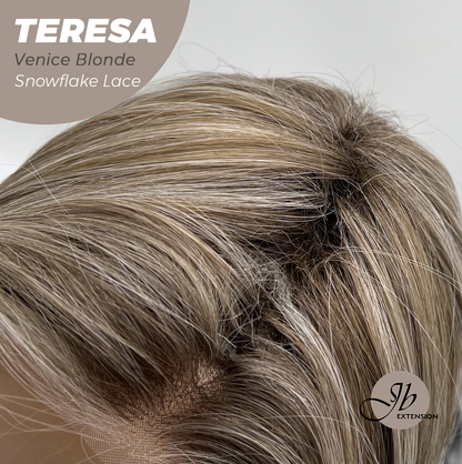 JBEXTENSION 18 Inches Venice Blonde Pre-Cut Snowflake Lace Frontlace Glueless Wig TERESA VENICE BLONDE【PERMATEASE】【BENDY EAR TABS】- M/L