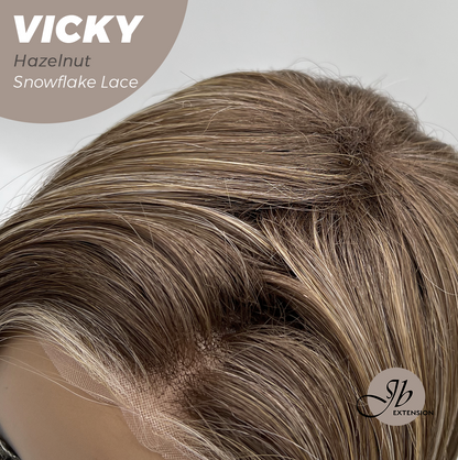 [FINAL SALE] JBEXTENSION 20 Inches Hazelnut Pre-Cut Snowflake Lace Frontlace Glueless Wig VICKY HAZELNUT【PERMATEASE】【BENDY EAR TABS】- S/M