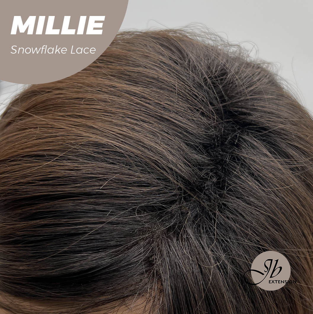 [FINAL SALE] JBEXTENSION 16 Inches Mocha Pre-Cut Snowflake Lace Frontlace Glueless Wig MILLIE SNOWFLAKE【PERMATEASE】【BENDY EAR TABS】- M/L