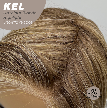 JBEXTENSION 22 Inches Hazelnut Blonde Highlight Pre-Cut Snowflake Lace Frontlace Glueless Wig KEL HAZELNUT【PERMATEASE】【BENDY EAR TABS】- S/M