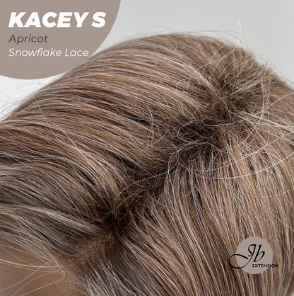 JBEXTENSION 20 Inches Apricot Pre-Cut Snowflake Lace Frontlace Glueless Wig KACEY S APRICOT【PERMATEASE】【BENDY EAR TABS】- M/L