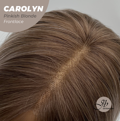 JBEXTENSION 26 Inches Straight Pinkish Blonde Highlight Pre-Cut Frontlace Glueless Wig CAROLYN