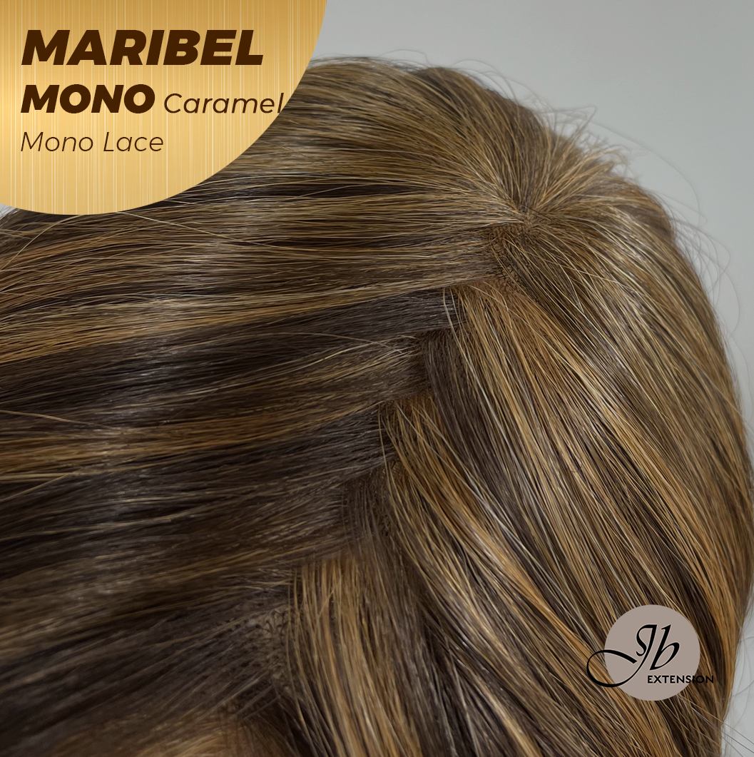 HOT OF SEASON - 16 Inches Caramel Wave Monofilament Handmade Wig 6X5 Full Monofilament Hand Tied Top Wig Lace Wig With Anti-slip Silicone Strips Glueless Wig MARIBEL MONO CARAMEL【BENDY EAR TABS】