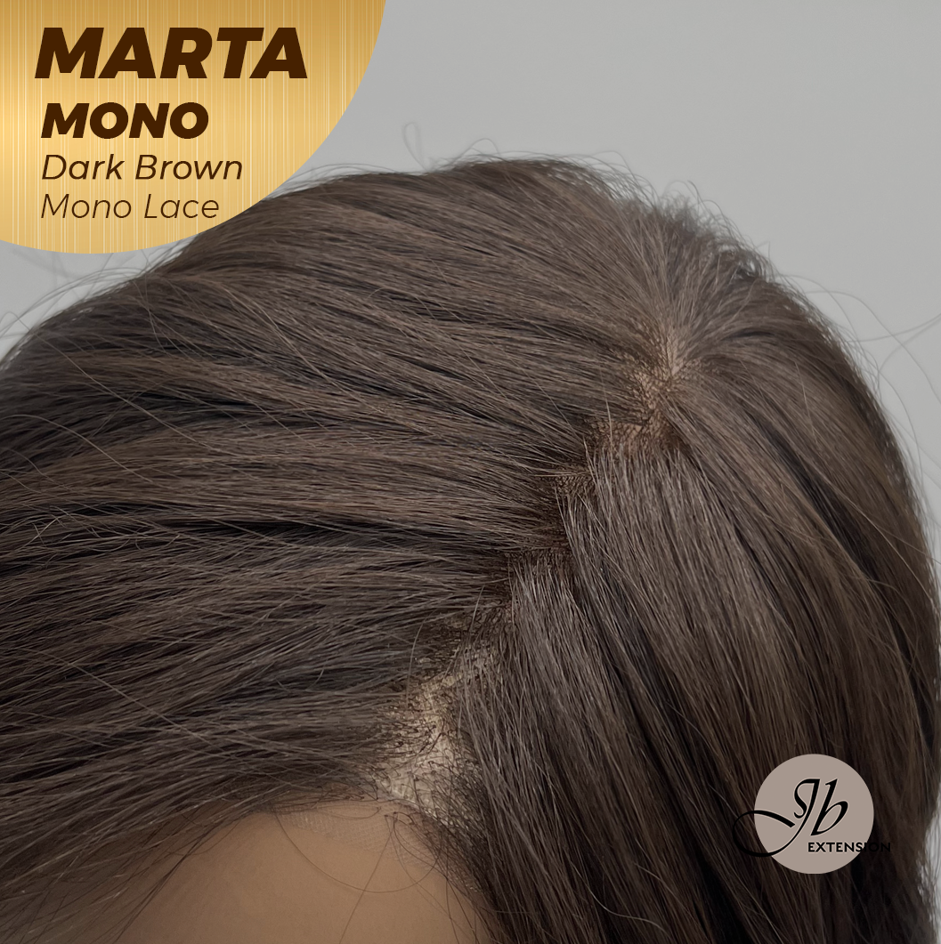 [FINAL SALE] JBEXTENSION MARTA MONO DARK BROWN Monofilament Handmade Wig 6X5 Full Monofilament Hand Tied Top Wig 10 Inches Dark Brown Mono Lace Handmade Futura Fiber Wig With Anti-slip Silicone Strips Glueless Wig MARTA MONO DARK BROWN【BENDY EAR TABS】