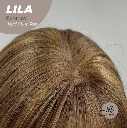 JBEXTENSION 20 Inches Scalpiana Brown with Highlight Wolf Cut 3.5X4 Hard Silky Top Natural Scalp Effect Wig With Bangs LILA CARAMEL