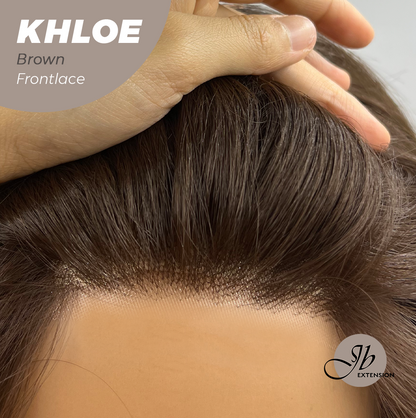 JBEXTENSION 12 Inches Bob Cut Brown Pre-Cut Snowflake Lace Frontlace Glueless Wig KHLOE BROWN【PERMATEASE】【BENDY EAR TABS】- S/M