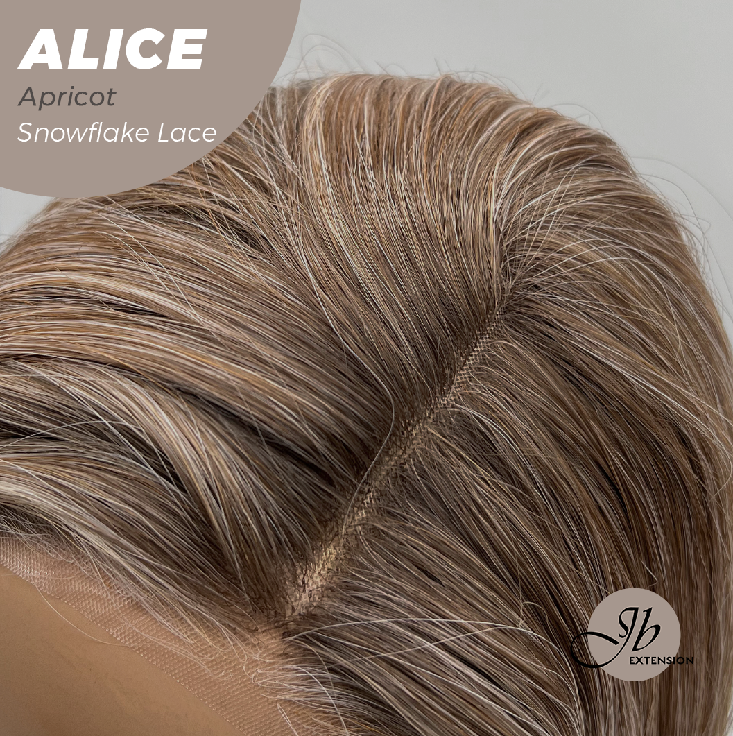 JBEXTENSION 12 Inches Apricot Pre-Cut Side Part Snowflake Lace Frontlace Glueless Wig ALICE APRICOT【BENDY EAR TABS】- M/L