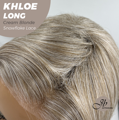 [FINAL SALE] JBEXTENSION 18 Inches Cream Blonde Pre-Cut Snowflake Lace Frontlace Glueless Wig KHLOE LONG CREAM BLONDE【PERMATEASE】【BENDY EAR TABS】
