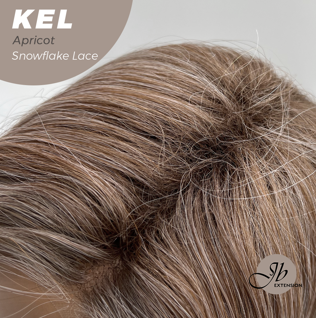 JBEXTENSION 22 Inches Apricot Pre-Cut Snowflake Lace Frontlace Glueless Wig KEL APRICOT【PERMATEASE】【BENDY EAR TABS】- S/M