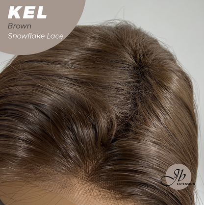 JBEXTENSION 22 Inches Brown Pre-Cut Snowflake Lace Frontlace Glueless Wig KEL BROWN【PERMATEASE】【BENDY EAR TABS】- S/M