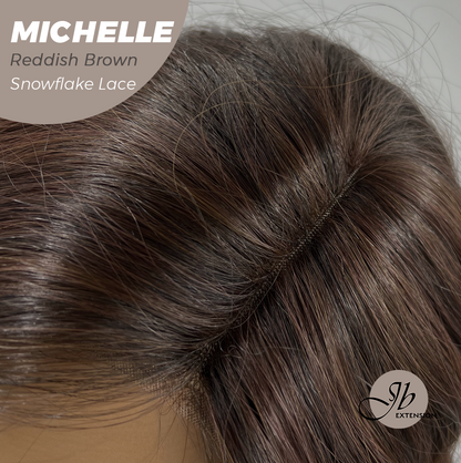 JBEXTENSION 10 Inches Reddish Brown Pre-Cut Side Part Snowflake Lace Frontlace Glueless Wig MICHELLE REDDISH BROWN【BENDY EAR TABS】