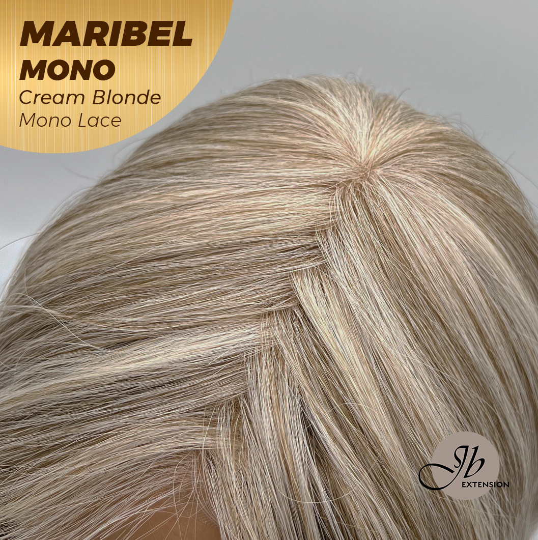 JBEXTENSION MARIBEL MONO CREAM BLONDE Monofilament Handmade Wig 6X5 Full Monofilament Hand Tied Top Wig 16 Inches Cream Blonde Wave Mono Lace Wig With Anti-slip Silicone Strips Glueless Wig MARIBEL MONO CREAM BLONDE【BENDY EAR TABS】
